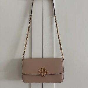 Tory Burch Britten Neutral Patent Leather Crossbody Bag